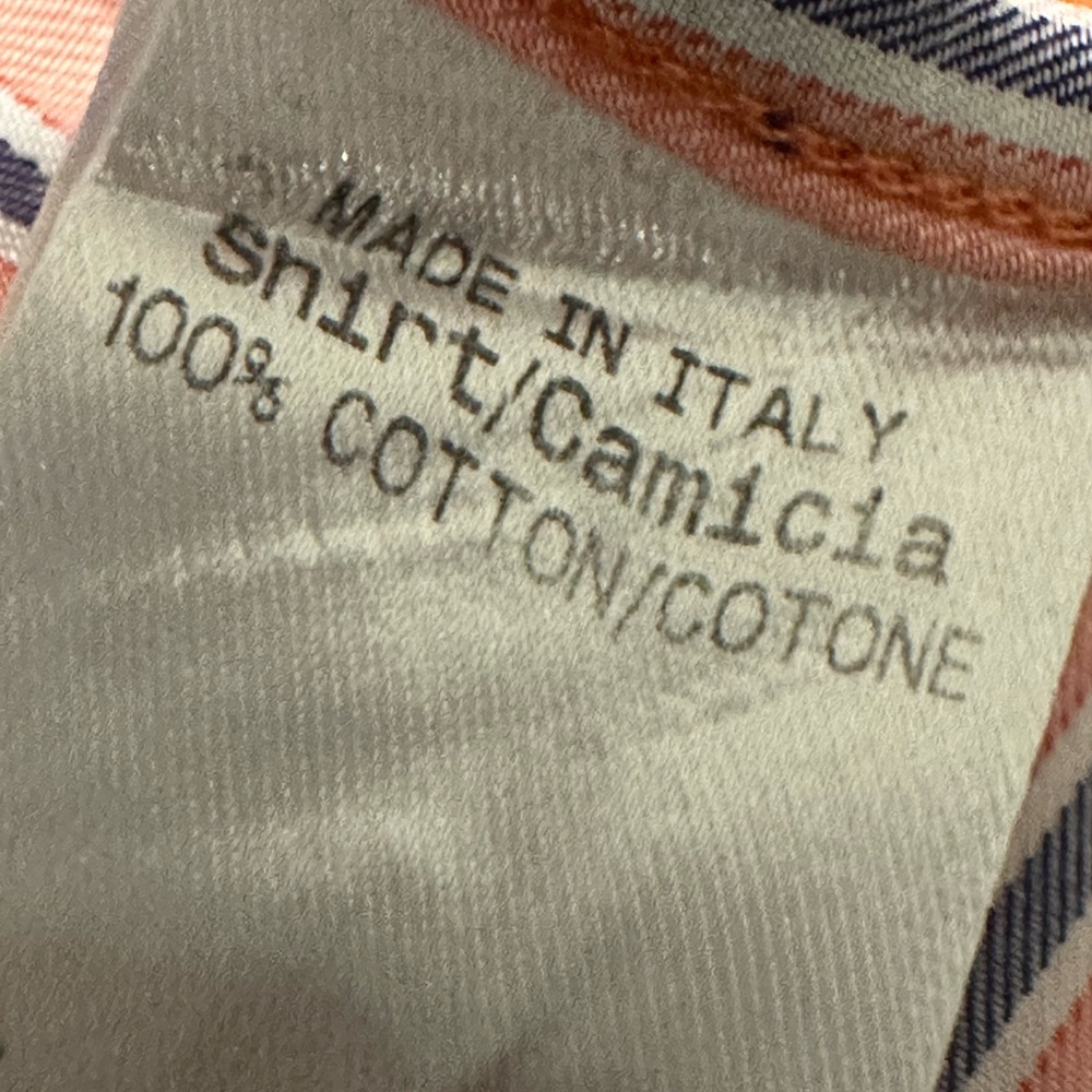 Ermenegildo Zegna Mens Shirt Notch Hem Melon Blue  Striped Button Down Poplin XL - Picture 9 of 9